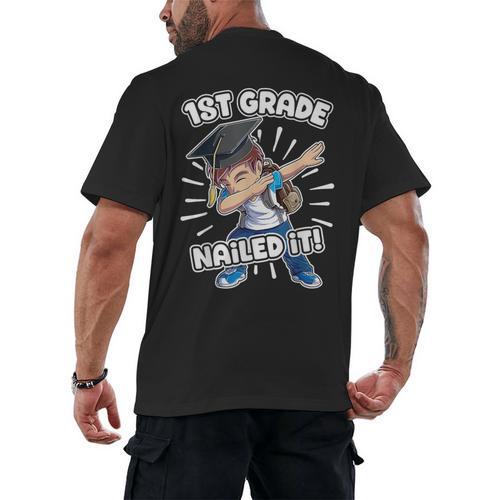 Dabbing Graduation Boy 1st Grade Class Of 2021 Nailed It Men's Back Print T-Shirt - Best Gift Smart