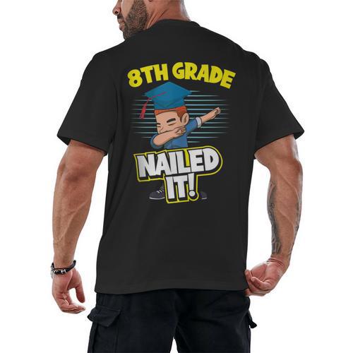 Dabbing Graduation Boy 8th Grade Class Of 2021 Men's Back Print T-Shirt - Best Gift Smart