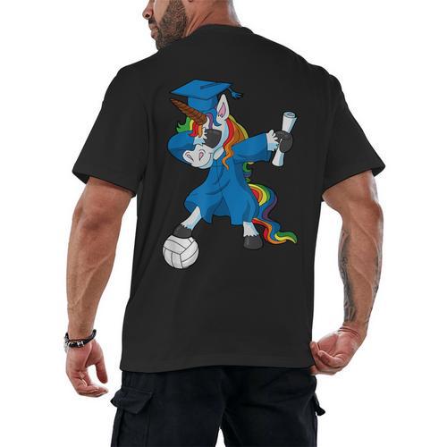Dabbing Graduation Class 2023 Unicorn Volleyball Men's Back Print T-Shirt - Best Gift Smart