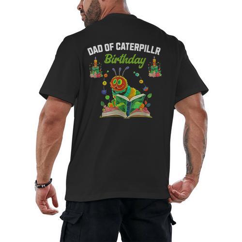 Dad Of Caterpillar Birthday Reading Books Lovers Men's Back Print T-Shirt - Bookorys DE