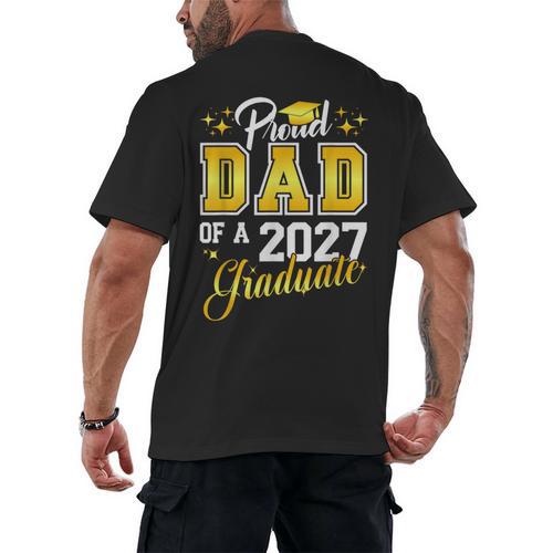 Dad Graduation Senior 2027 Proud Dad Of a 2027 Graduate Men's Back Print T-Shirt - Best Gift Smart