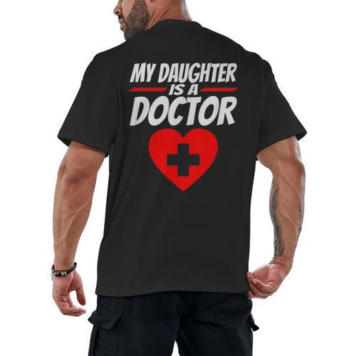 My Daughter Is A Doctor Shirt Proud Parents Graduation Men's Back Print T-Shirt - Best Gift Smart