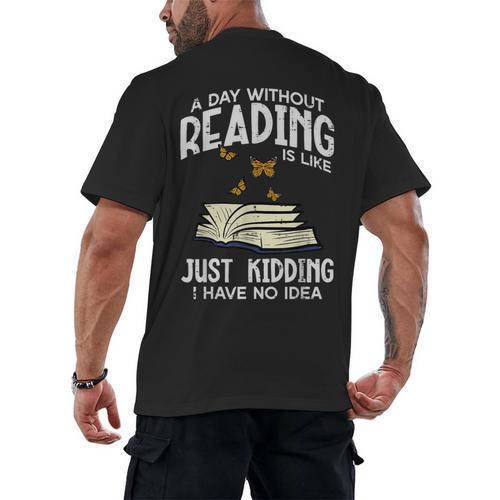 Day Without Reading Read Librarian Book Men Women Kids Men's Back Print T-Shirt - Bookorys DE