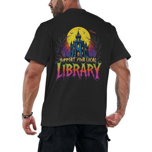 Death Gothic Support Your Local Library Lovers Book Men's Back Print T-Shirt - Bookorys CA