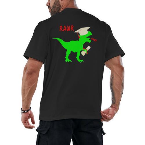 Dinosaur Rawr Diploma Grad Graduate Graduation Men's Back Print T-Shirt - Best Gift Smart
