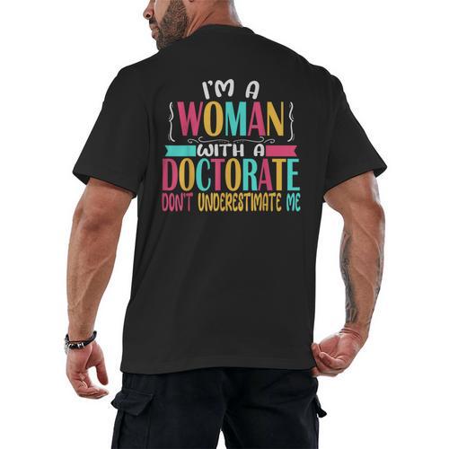 Doctorate Degree PhD Graduation PsyD Woman EdD Psychology Men's Back Print T-Shirt - Best Gift Smart