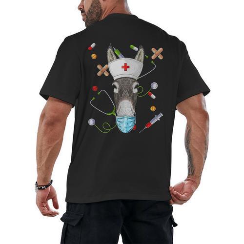 Donkey Nurse RN ER Nursing School Graduation Men's Back Print T-Shirt - Best Gift Smart