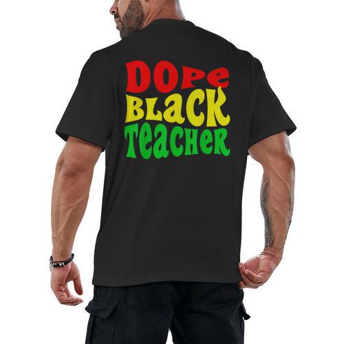 Dope Teacher African American Graduation History Month Men's Back Print T-Shirt - Best Gift Smart