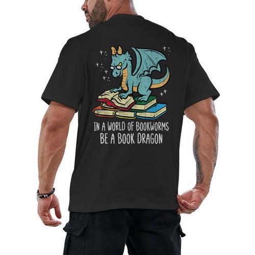 Be A Dragon Read Reading Book Librarian Men Women Kids Men's Back Print T-Shirt - Bookorys AU