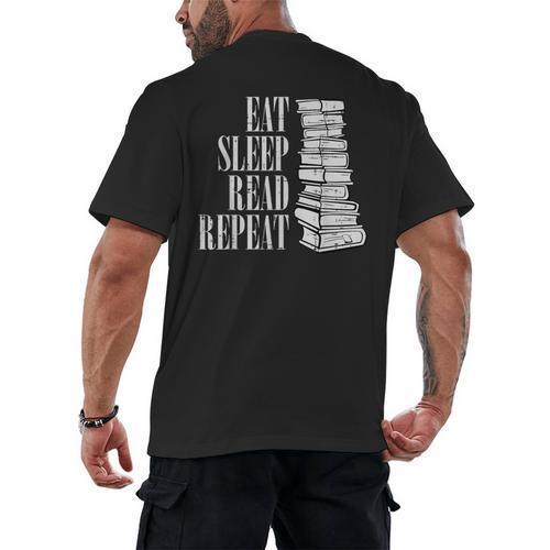 Eat Sleep Read Repeat Reading Book Librarian Men Women Kids Men's Back Print T-Shirt - Bookorys DE