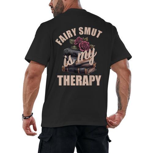 Fairy Smut Is My Therapy Romantasy Spicy Books Faerie Tales Men's Back Print T-Shirt - Bookorys