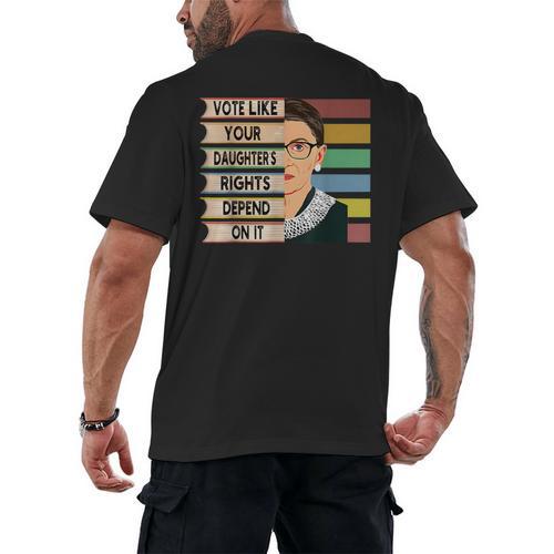 Feminist Ruth Bader Ginsburg RBG Quote Girl With Book Women Men's Back Print T-Shirt - Bookorys