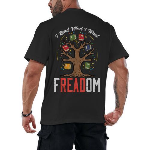 Freadom Tree Read Reading Librarian Book Across America Men's Back Print T-Shirt - Bookorys DE