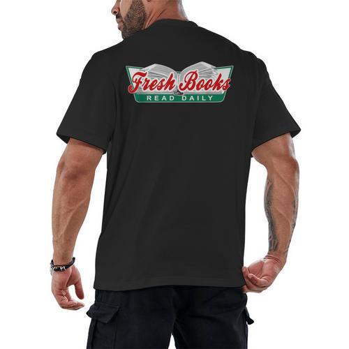 Fresh Books Read Daily Saying Reading And Book Men's Back Print T-Shirt - Bookorys DE