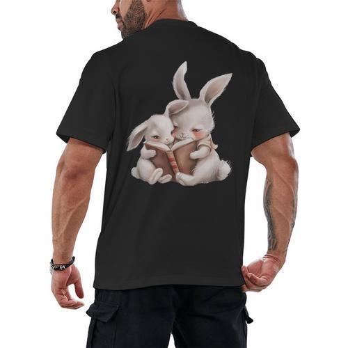 Funny Book Reading Quote For Women And Girls Rabbits Men's Back Print T-Shirt - Bookorys