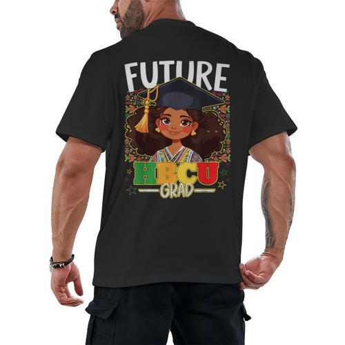 Future HBCU Grad Afro Girl College Graduation Kids Men's Back Print T-Shirt - Best Gift Smart
