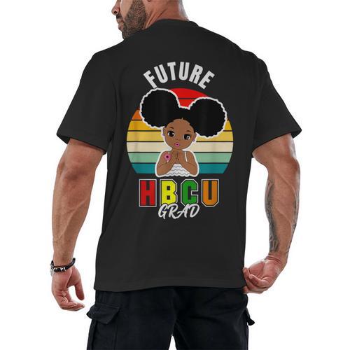 Future HBCU Grad Graduate Afro Girl College Graduation Men's Back Print T-Shirt - Best Gift Smart
