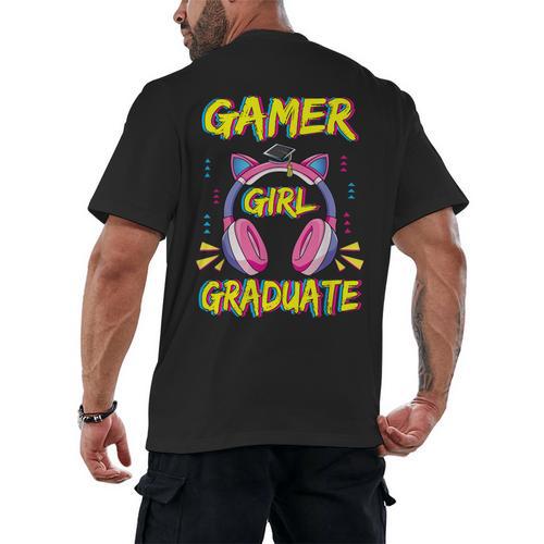 Gamer Girl Graduate Shirt Girls Kids Gamer Graduation Men's Back Print T-Shirt - Best Gift Smart