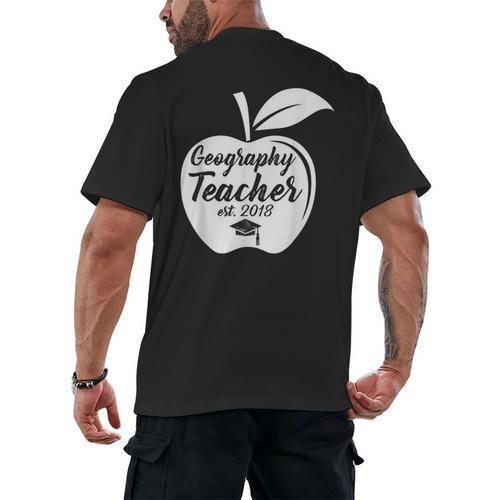 Geography Teacher Est 2018 School Graduation T Shirt Men's Back Print T-Shirt - Best Gift Smart