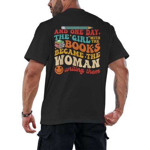 The Girl With The Books Became The Woman Writing Them Men's Back Print T-Shirt - Bookorys DE