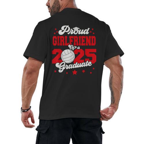 Girlfriend Of a 2025 Graduate Prom Graduation 25 VolleyBall Men's Back Print T-Shirt - Best Gift Smart