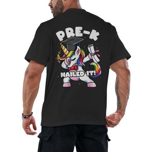 Girls Dabbing Unicorn Pre-K PreSchool Nailed It Graduation Men's Back Print T-Shirt - Best Gift Smart