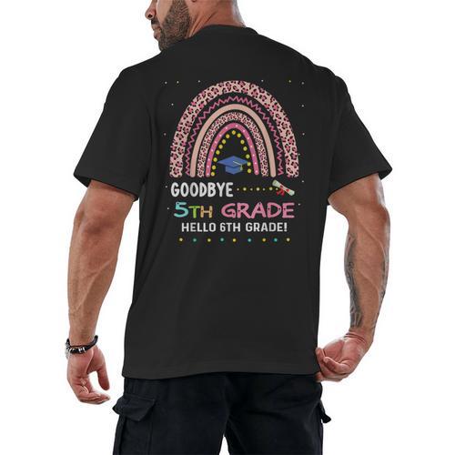 Goodbye 5TH Grade Graduation 2024 Hello 6TH Grade Rainbow Men's Back Print T-Shirt - Best Gift Smart
