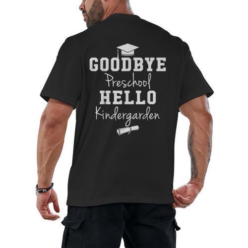 Goodbye Preschool Hello Kindergarden Graduation Men's Back Print T-Shirt - Best Gift Smart