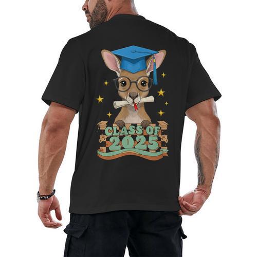 Graduate Kangaroo Class Of 2025 Kids Graduation Men's Back Print T-Shirt - Best Gift Smart