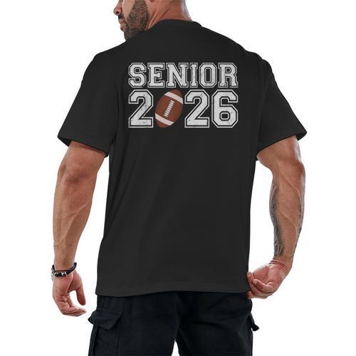 Graduate Senior Class Of 2026 Graduation American Football Men's Back Print T-Shirt - Best Gift Smart