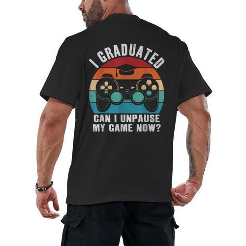 I Graduated Can I Unpause My Game Now Retro Graduation Men's Back Print T-Shirt - Best Gift Smart