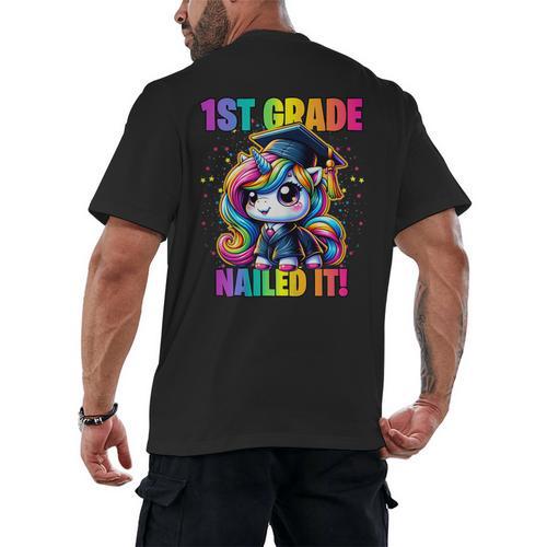Graduation 1st Grade Unicorn Nailed It Girls Grad Magical Men's Back Print T-Shirt - Best Gift Smart