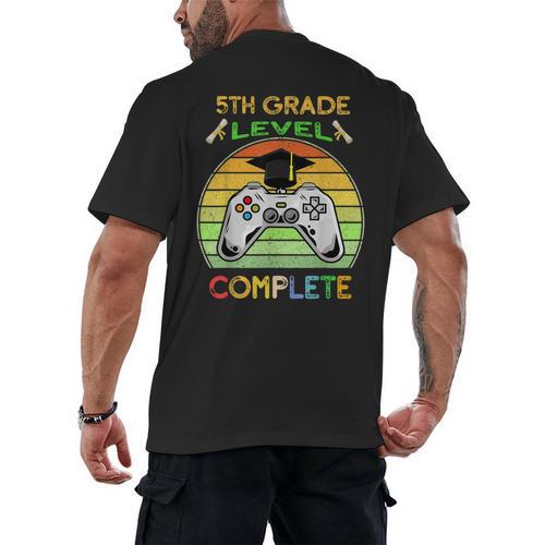 Graduation 5th Grade Level Complete Gamer Class 2021 Gaming Men's Back Print T-Shirt - Best Gift Smart