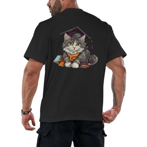 Graduation Cat Graduation Present For Graduate Grad Men's Back Print T-Shirt - Best Gift Smart