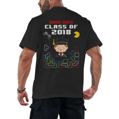 Graduation Class Of 2018 Game Over 8-Bit Gamer Men's Back Print T-Shirt - Best Gift Smart