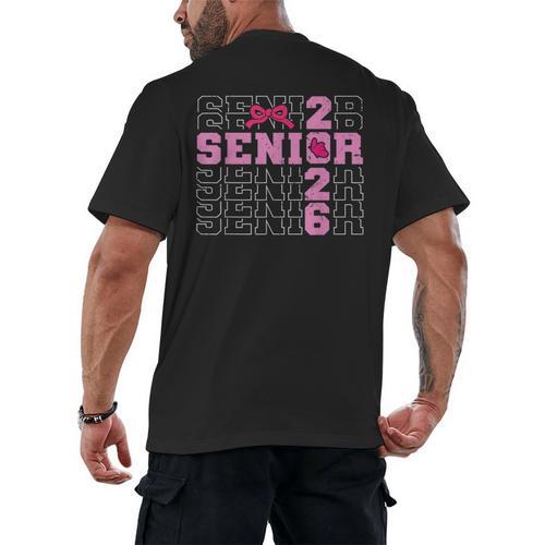Graduation Class Of 2026 Senior 2026 Pink Bow Coquette Men's Back Print T-Shirt - Best Gift Smart