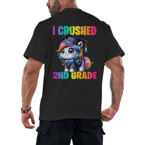Graduation I Crushed 2nd Grade Unicorn Girls Grad Magical Men's Back Print T-Shirt - Best Gift Smart