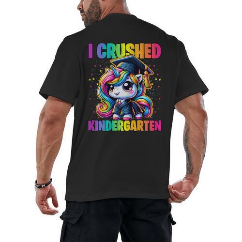 Graduation I Crushed Kindergarten Unicorn Girls Grad Magical Men's Back Print T-Shirt - Best Gift Smart