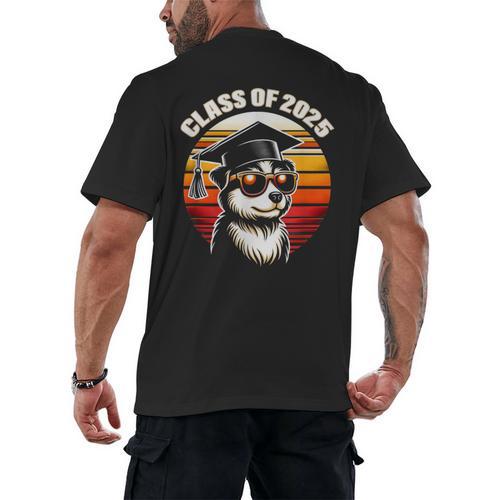 Graduation Day 2025 Graduate Class School Degree College Dog Men's Back Print T-Shirt - Best Gift Smart