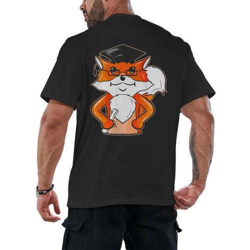 Graduation Fox School Bachelor Master Doctor Study Men's Back Print T-Shirt - Best Gift Smart