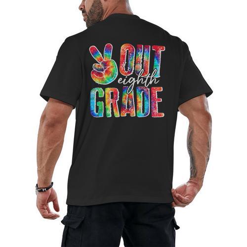 Graduation Peace Sign Out Eighth Grade Tie Dye Hippie Men's Back Print T-Shirt - Best Gift Smart