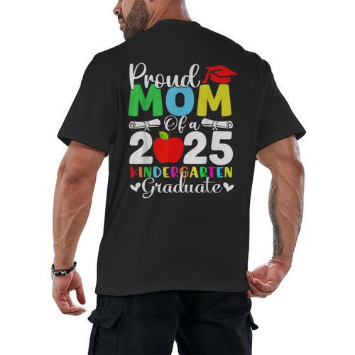 Graduation Proud Mom Of 2025 Kindergarten Graduate Men's Back Print T-Shirt - Best Gift Smart
