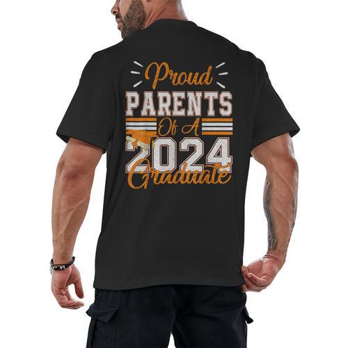 Graduation Proud Parents Of a 2024 Graduate For Mom And Dad Men's Back Print T-Shirt - Best Gift Smart