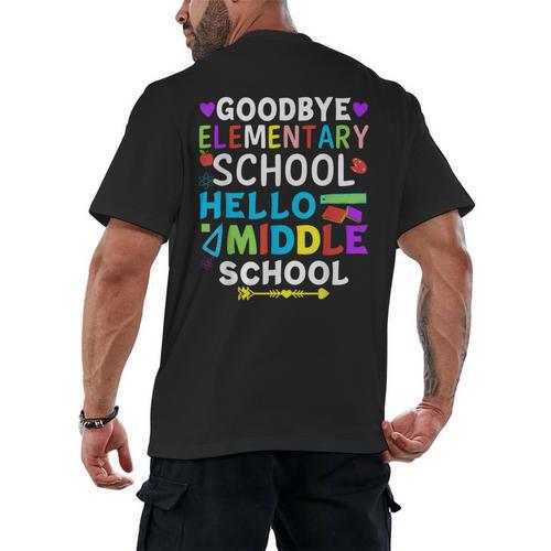 Graduation Shirt For 5th Grader Goodbye Hello Middle School Men's Back Print T-Shirt - Best Gift Smart