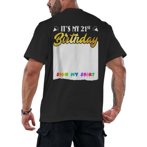 Guestbook My 21st Birthday Sign My Shirt Birthday Party Men's Back Print T-Shirt - Bookorys