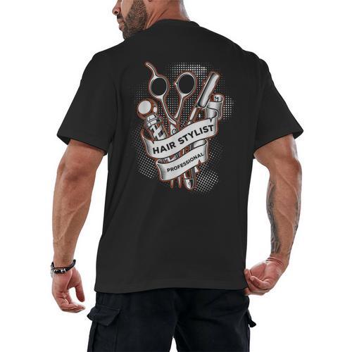 Hairdresser Gift Idea Graduation Tattoo Craft Hairstylist Men's Back Print T-Shirt - Best Gift Smart