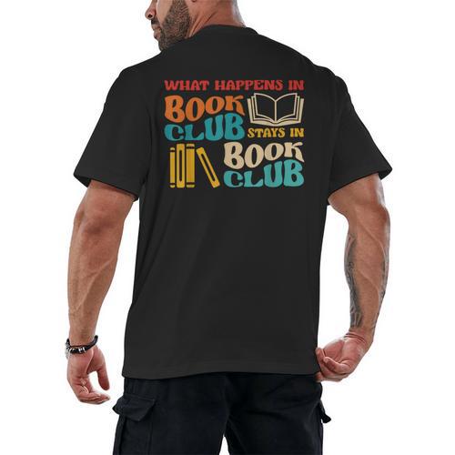 What Happens In Book Club Stays In Book Club Retro Men's Back Print T-Shirt - Bookorys