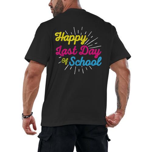 Happy Last Day Of School Graduation Teacher Students Men's Back Print T-Shirt - Best Gift Smart