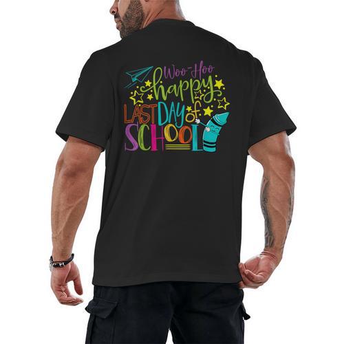 Happy Last Day Of School Student Teacher Graduation Men's Back Print T-Shirt - Best Gift Smart