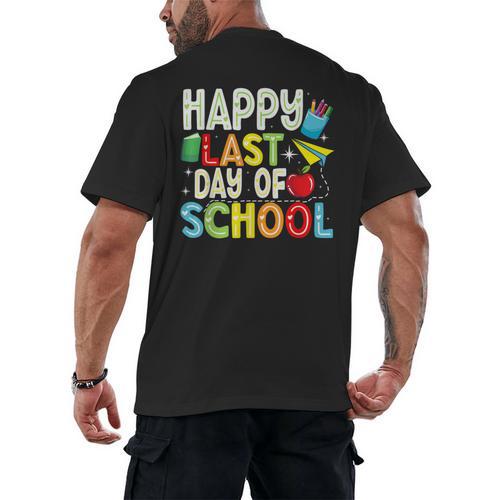 Happy Last Day Of School Teacher Kids Boys Girls Graduation Men's Back Print T-Shirt - Best Gift Smart